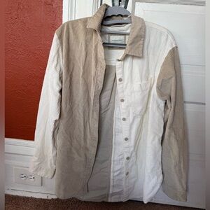 American Eagle Outfitters Two-Tone Tan & White Corduroy Shirt